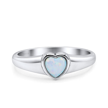 Heart Oxidized Thumb Ring Statement Fashion Ring Lab Created White Opal 925 Sterling Silver